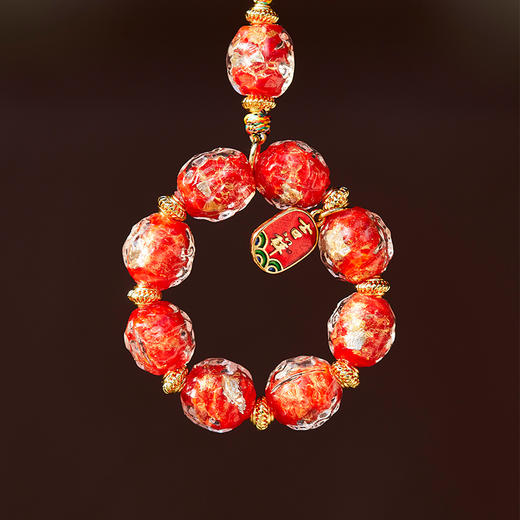 牛首山文创香灰金银箔手工锤纹琉璃指捻手机挂坠吉祥好运祝福礼物 商品图3