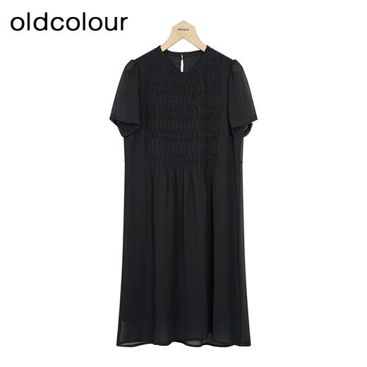 oldcolour夏季新款鱼鳞褶休闲遮肉通勤透气连衣裙女GP21101741 商品图2