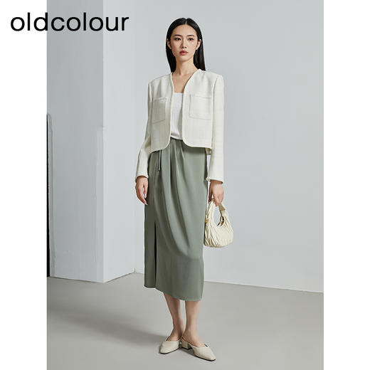 oldcolour秋季新款法式白色质感小香风短外套女P330406A1 商品图2