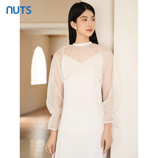 NUTS2023秋季新款气质设计感修身显瘦网纱+吊带连衣裙女4391008A1 商品图3