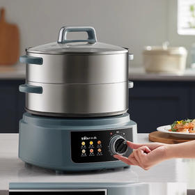 小熊电蒸锅不锈钢家用多功能三层大容量智能深蓝色15L