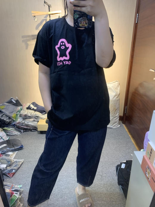 水淼2024夏新款纯棉宽松印花小怪兽减龄T恤8039 商品图7