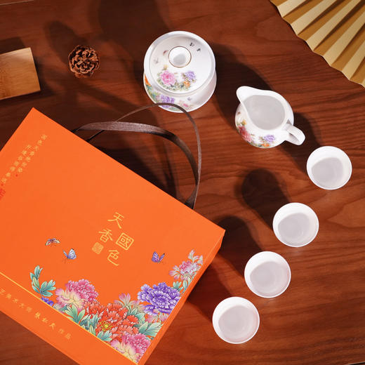 《国色天香》重工粉彩茶具 牡丹大王张松茂、粉彩女王徐亚凤之作 商品图2