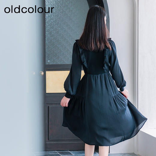 oldcolour秋季新款通勤时尚显瘦复古假两件衬衫连衣裙女P381004A1 商品图4