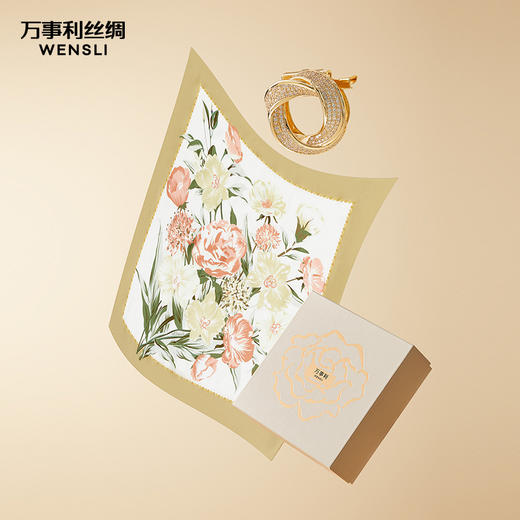 万事利“梦瑶”63厘米双面印花真丝中方巾 商品图1