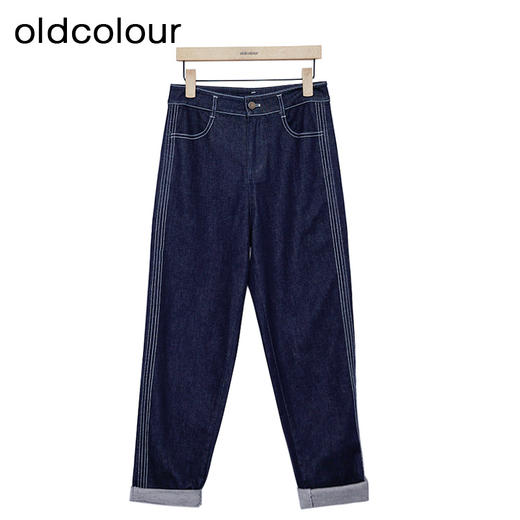 oldcolour休闲简约牛仔裤春季新款高腰直筒百搭九分裤女P13113142 商品图2