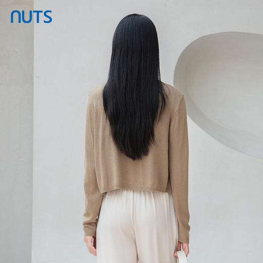 NUTS春秋季新款针织开衫外搭时尚通勤风毛织短外套女4380508A1 商品图4