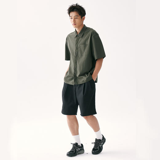 零意义meanil 男士褶皱纹理口袋小领衬衫 商品图10