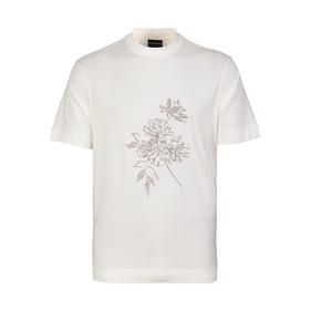 Emporio Armani 男士刺绣雕花全新棉混无褶短袖T恤 11998