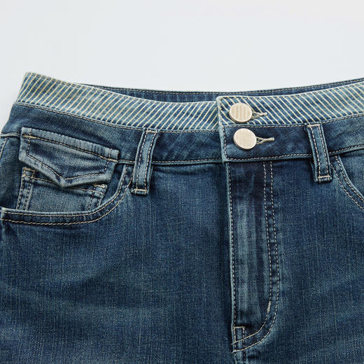 谜底牛仔半身裙2024秋新品复古高腰百搭都市休闲中长裙243MB1002 商品图3