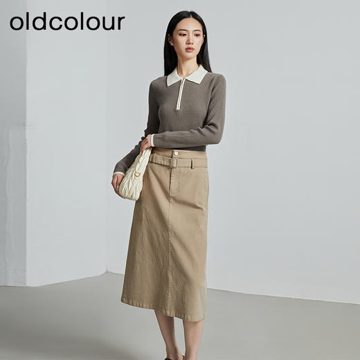 oldcolour秋季新款设计感减龄高腰显瘦a字半身裙女P340604A1 商品图4
