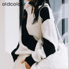 oldcolour撞色针织衫春秋新品气质百搭宽松V领长袖上衣女P11052121 商品缩略图2