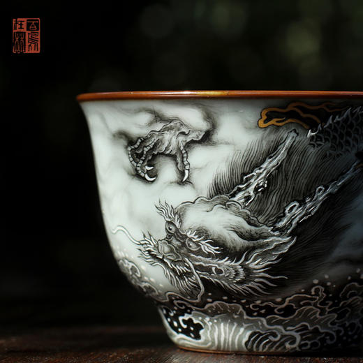 问鼎绪文汝窑仰望杯(龙腾四海) 商品图3