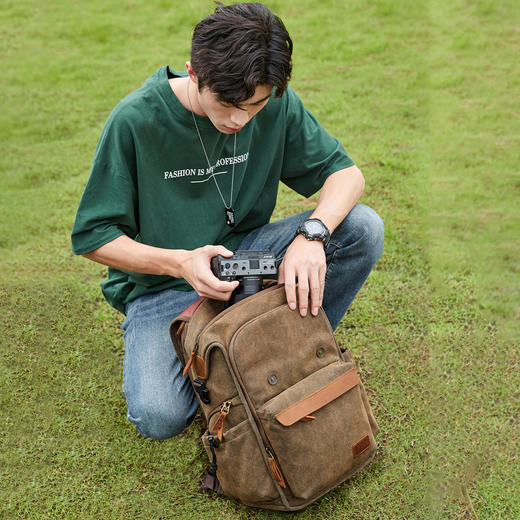 狼族优选丨单反微单相机帆布双肩摄影包无人机通用 商品图3