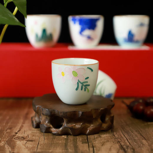 《壮美山河花开富贵暖心杯》景德镇白瓷，手工堆花，一套六盏 商品图6