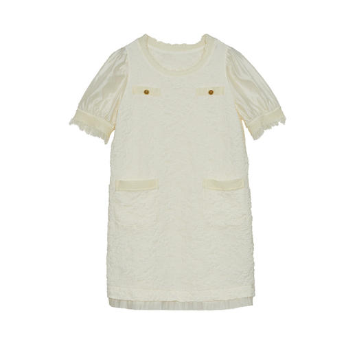 谜底小香风连衣裙短袖2024秋季新品气质浪漫拼接H型短裙243ML1190 商品图4