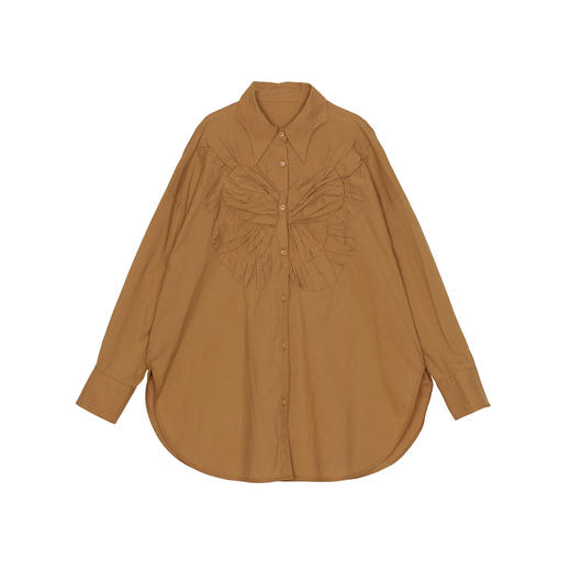 谜底大廓形立体绣花衬衣2024秋季新品慵懒风衬衫女长袖243MC1170 商品图4