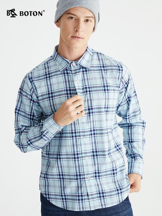 波顿格子长袖衬衫男士春季百搭格纹帅气高端高级感纯棉衬衣MS656122 商品图2