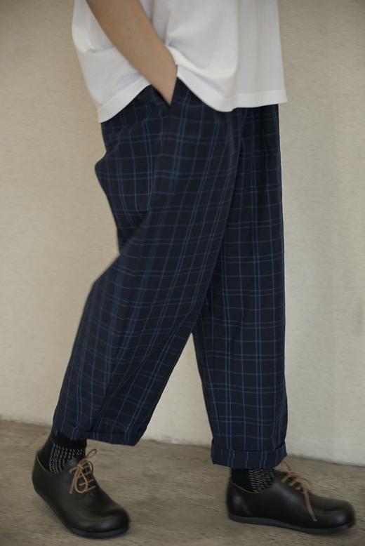 apuntob 棉麻格纹休闲长裤 商品图2