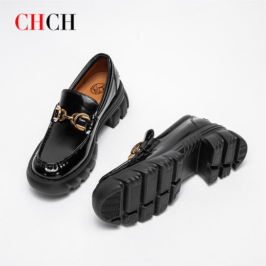 CHCH漆皮职场日常低跟乐福鞋女单鞋舒适羊皮内里平衡鞋CN2B5211 商品图3