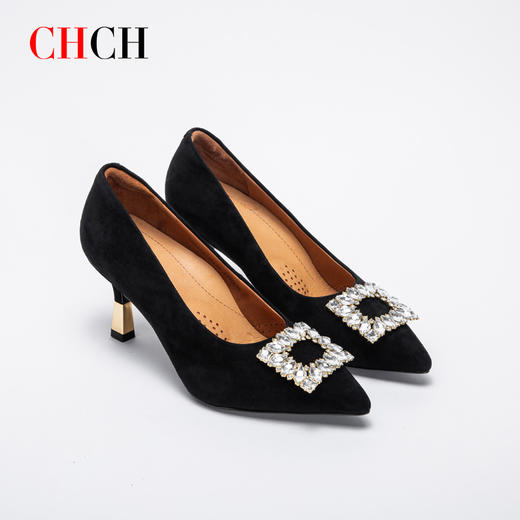 CHCH平衡鞋专柜同款时尚优雅气质款水钻方扣高跟鞋女鞋CN1B5432 商品图1