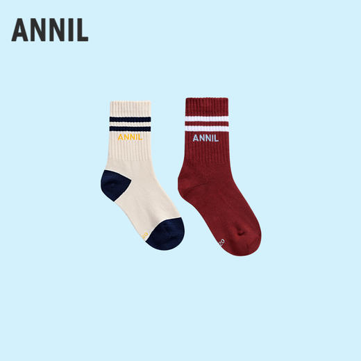 【5A抗菌家居】男女童中袜两双装学生袜子新款安奈儿童装实体店同款JM437562 商品图2