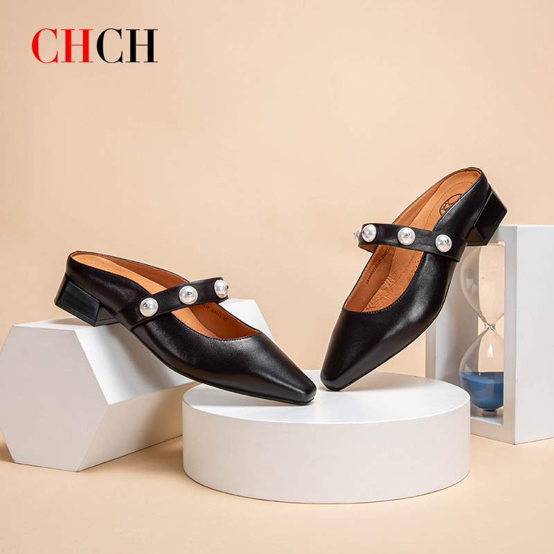 CHCH平衡鞋时尚休闲甜美风珍珠装饰包头密头拖鞋女鞋CN1B3021