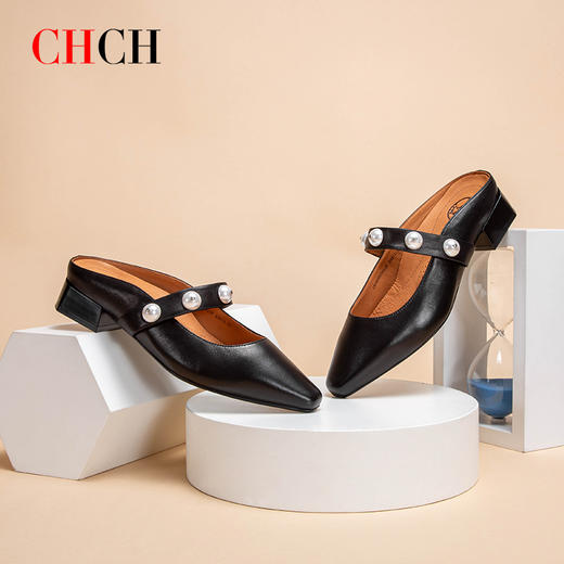 CHCH平衡鞋时尚休闲甜美风珍珠装饰包头密头拖鞋女鞋CN1B3021 商品图0