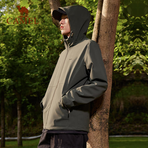 骆驼运动外套女士2024秋冬加绒加厚夹克户外软壳衣防风防水茄克男 C13CA66032 商品图2