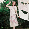 两三事 暗语玫瑰 2024夏季新款复古蕾丝拼接印花泡泡袖a字连衣裙 商品缩略图2