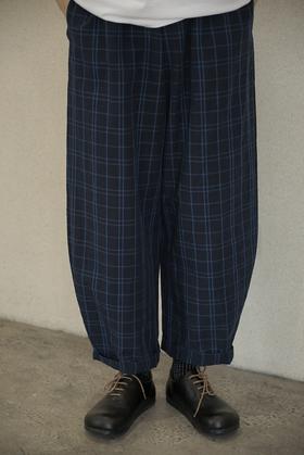 apuntob 棉麻格纹休闲长裤