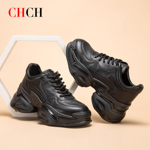 CHCH专柜同款时尚增高系带运动鞋老爹鞋真牛皮女鞋平衡鞋CN2B5091 商品图3