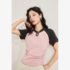 西遇新中式立领插肩袖短袖女新款褶皱抽绳显瘦短款T恤10540180/V0050548 商品缩略图2