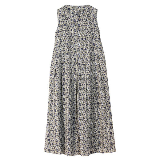 牧衣游原创 蓝雪印花棉无袖连衣裙女气质文艺宽松无袖背心裙 锦觅 商品图4