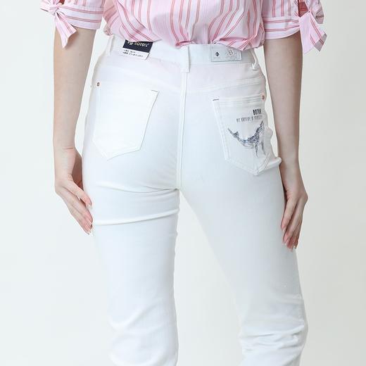 波顿白色休闲裤女纯色显瘦高端长裤子LE228120 商品图3