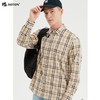 波顿格子衬衫男士高级感春季杏蓝色格纹长袖休闲高端抗菌薄荷衬衣MS657122 商品缩略图4