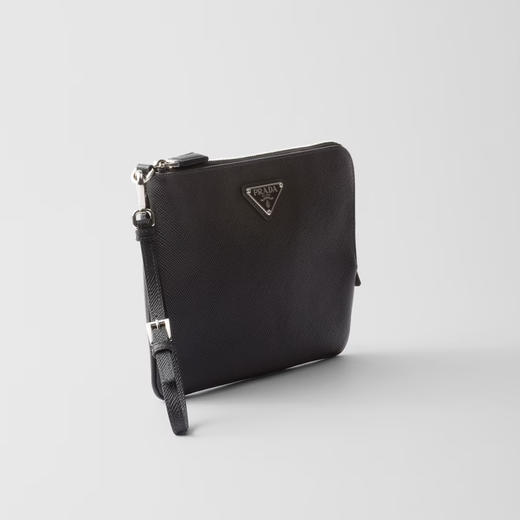 PRADA 普拉达 男士珐琅三角形金属徽标小号Saffiano皮革包 黑色 2NH024 2FAD F0002 商品图3