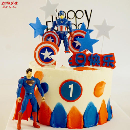 【英雄对决】队长VS超人（可根据寿星的年龄，选择蛋糕前边的岁数数字哦） 商品图2