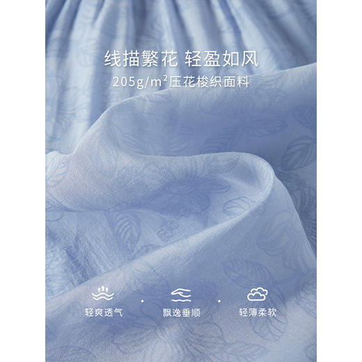 【专属特价】熙世界温柔风花纹蓝色连衣裙夏季新款气质时尚方领收腰中长裙子 商品图3