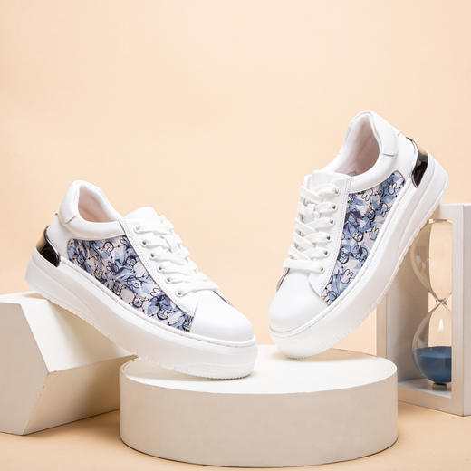 CHCH平衡鞋女式牛皮印花拼接板鞋小白鞋女鞋CN1B5232 商品图1