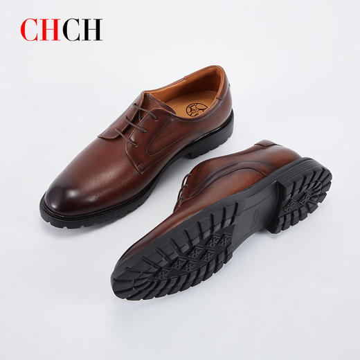 CHCH平衡鞋牛皮革擦色系带正装商务防滑大底男鞋CM2A6201 商品图2