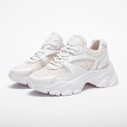 CHCH小香风真皮新款女鞋米蓝色撞色气质老爹鞋女生百搭平衡鞋 商品图1