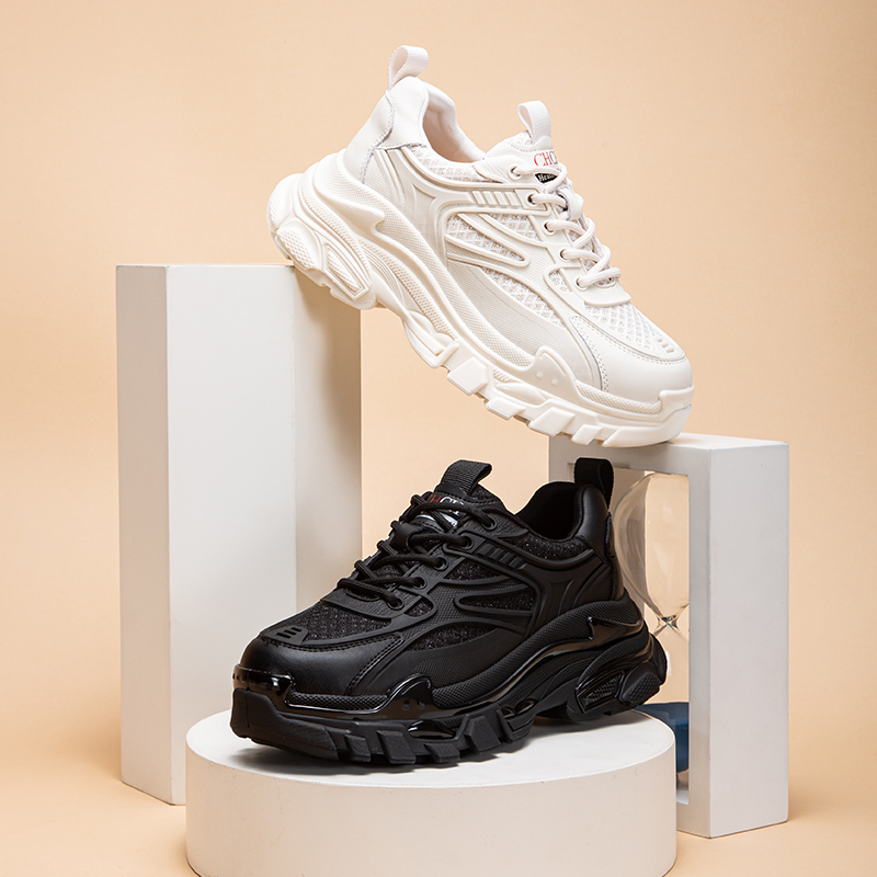 CHCH春夏新款牛皮拼接时尚年轻学生鞋休闲透气老爹鞋女鞋平衡鞋CN1B5661