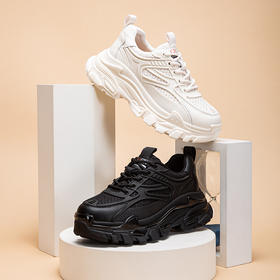 CHCH春夏新款牛皮拼接时尚年轻学生鞋休闲透气老爹鞋女鞋平衡鞋CN1B5661