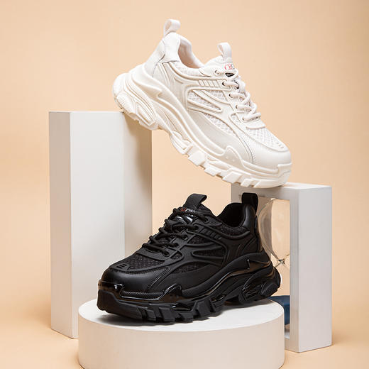 CHCH春夏新款牛皮拼接时尚年轻学生鞋休闲透气老爹鞋女鞋平衡鞋CN1B5661 商品图0