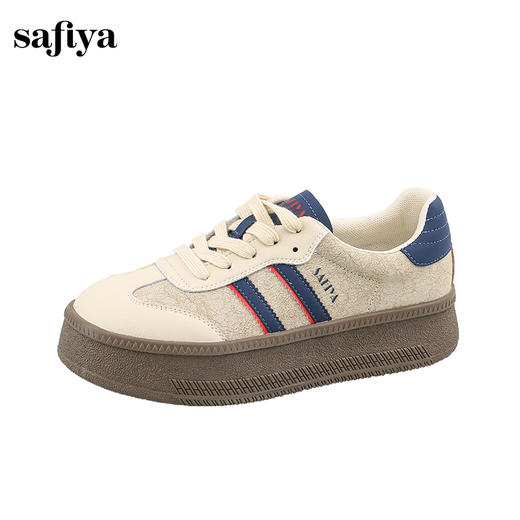 Safiya/索菲娅2024秋学院风复古拼色透气百搭轻便休闲厚底德训鞋 SF43112113 商品图10