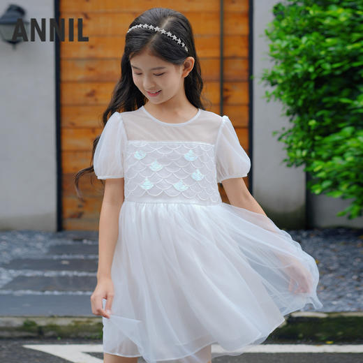 女童泡泡袖亮片礼裙裙子夏季新款安奈儿童装实体店同款AG423867 商品图0