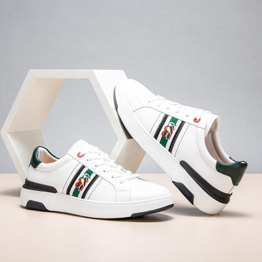 CHCH平衡鞋牛皮面料刺绣撞色板鞋小白鞋男鞋CN1A2013 商品图1