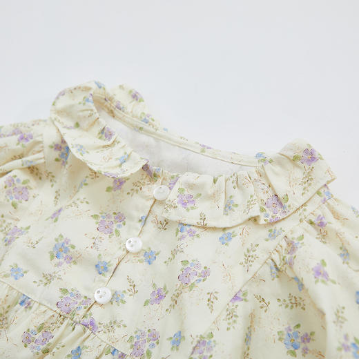笛莎 Deesha 童装女童衬衫2024秋季新款松紧丁香花翻领衬衫 商品图2