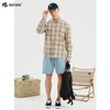 波顿格子衬衫男士高级感春季杏蓝色格纹长袖休闲高端抗菌薄荷衬衣MS657122 商品缩略图2